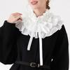Elegant Gothic Victorian Layered Ruffle False Collar Choker with Ties for Women and Girls Detachable Pleated Shawl Cape