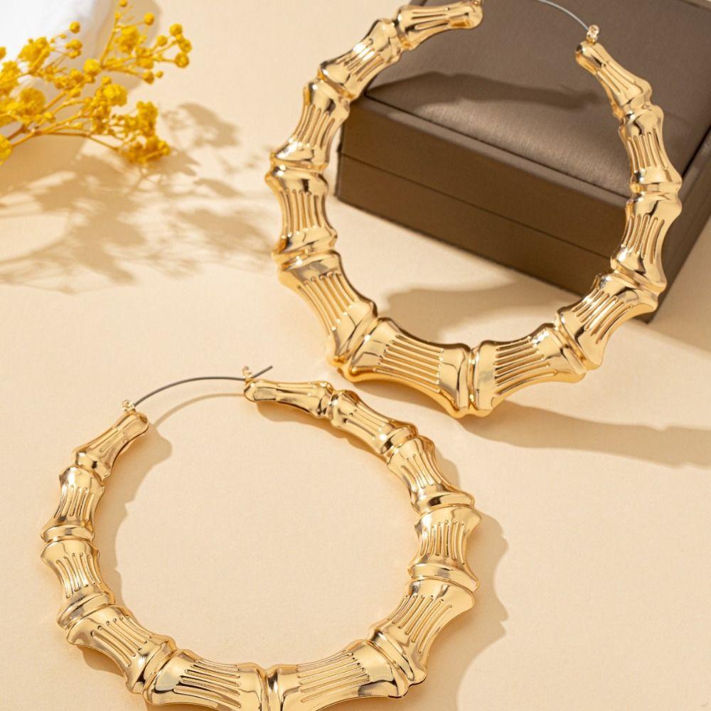 European-American Large Round Hoops Retro Design Statement Circle Earrings  Trendy Jewelry