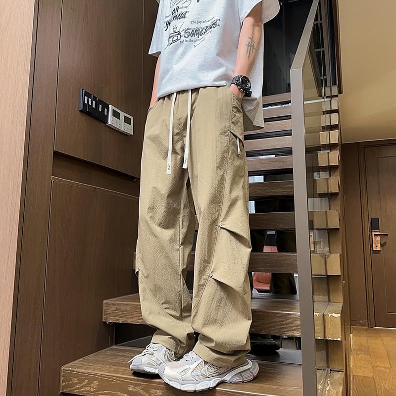 Spring and Summer New Men's Paratrooper Tooling Pants Men's High Street Loose Straight Wide-leg Pants Boys Trousers