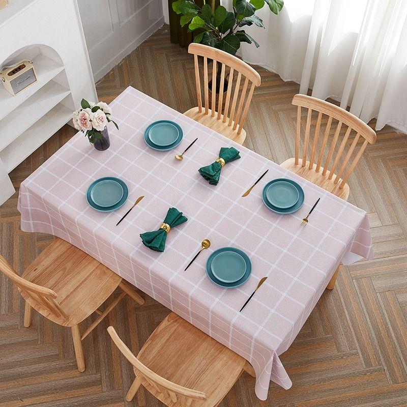 PVC Tablecloth Waterproof and Oil-proof Wash-free Pastoral Desk High-end Dining Table Cloth Coffee Table Table Mat Ins Style Rectangular