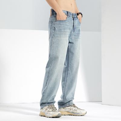 Nouveaux Jeans Américains Amples et Droits pour Homme Printemps et Été Stretch Couleur Claire