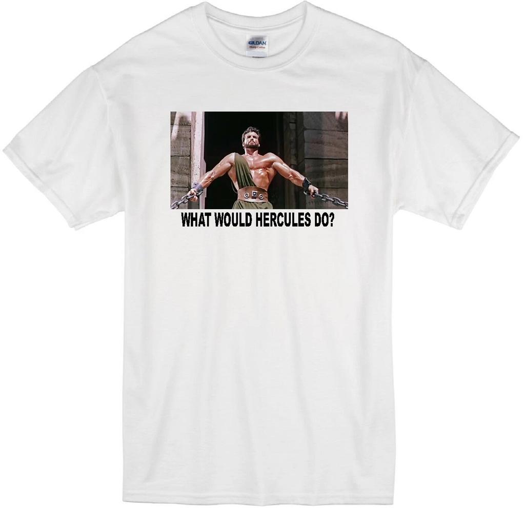 HERCULES WWD? STEVE REEVES UNCHAINED BODYBUILDER MOVIE RETRO WHITE T-shirt Tops Tees Unisex