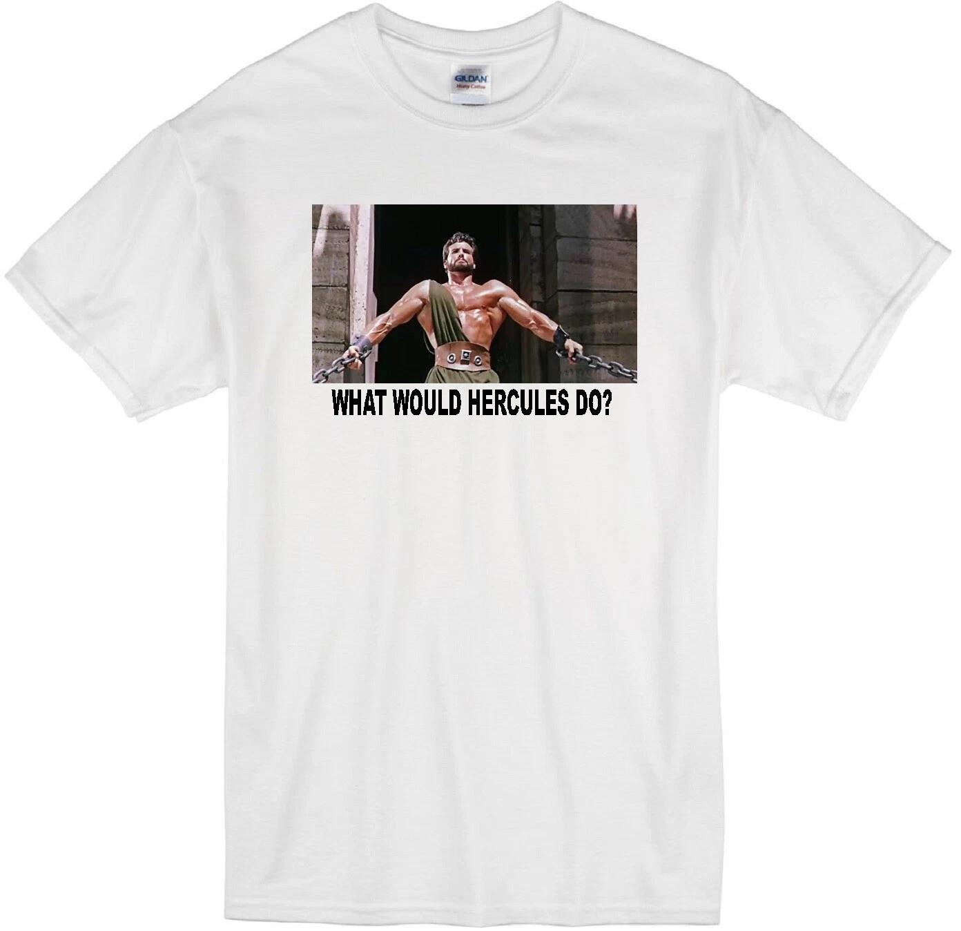 

HERCULES WWD STEVE REEVES UNCHAINED BODYBUILDER MOVIE RETRO WHITE T-shirt XL