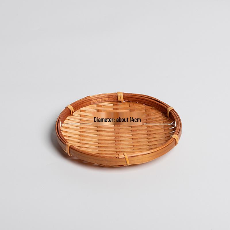 Retro Handmade Double Layer Bamboo Woven Basket for Tea Ceremony, Food, and Fruit Storage.