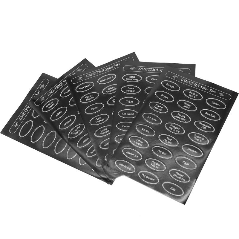 LMETJMA 5pcs/set Printed Spice Stickers Kitchen Spice Jars Labels Rewritable Blackboard Spice Jars Label Stickers KC0217 чёрный