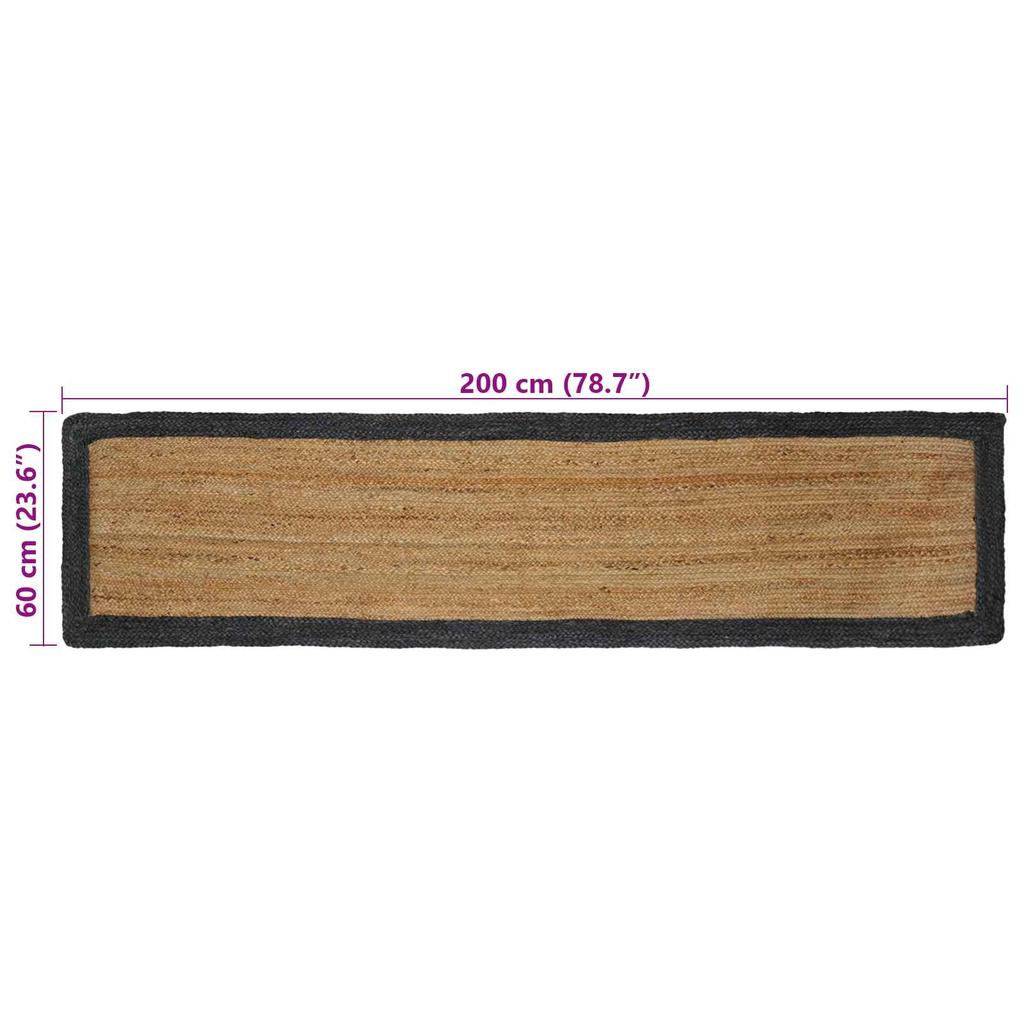Area Rugs Natural and Dark Grey 60 x 200 cm Jute