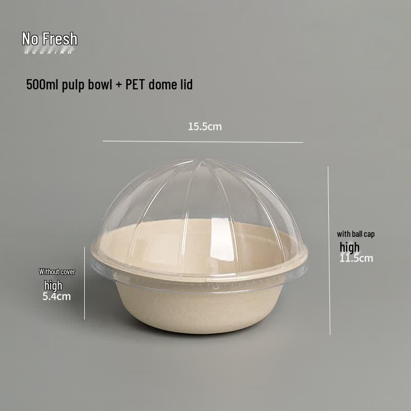 Nuoxian 500ml Disposable Pulp Bowls with Dome Lids (100-pack)