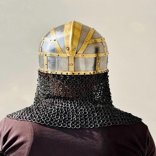 Vandal Medusa Helmet Chainmail Hand forged Armor Helmet  Viking Chainmail steel and brass Helmet  Best Gift