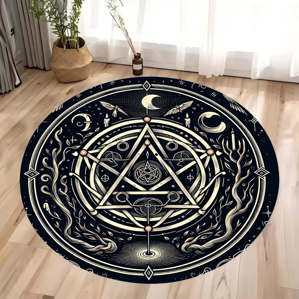 

Cartoon Magic Round Carpet Sophisticated Floor Decor Mat for Living Room Bedroom Balcony Stylish Rug Hotel Decorative Carpet 80X80CM