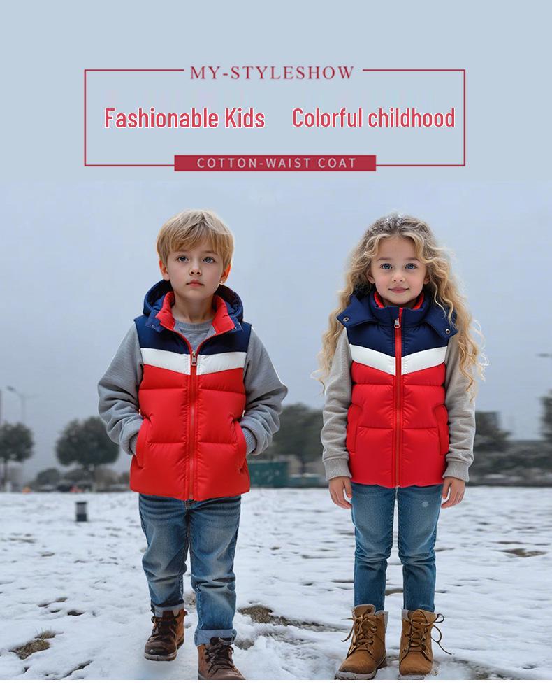 Gilet Imbottito Caldo in Pile con Cappuccio per Bambini Autunno/Inverno - Bambini e Bambine
