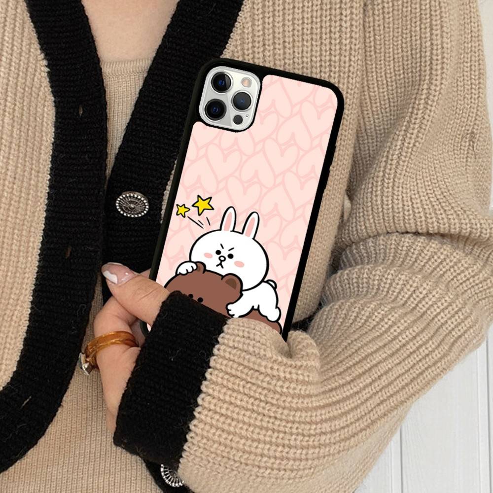 Cartoon Cute C-Cony B-Brown Phone Case For Iphone 11 12 13 14 15 Pro Max 17 16 Plus Hard PC+TPU Back Cover