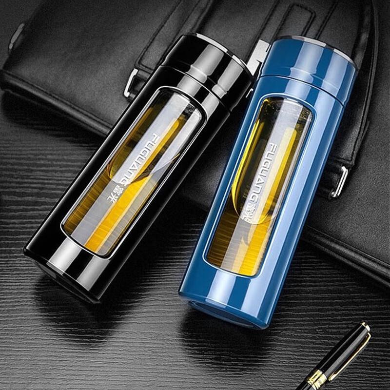 Fuguang Double-Layer Borosilicate Glass Tea Cup with Lid