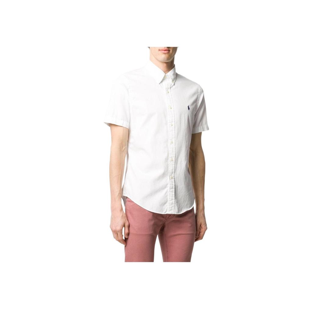 Polo Ralph Lauren FW22 Solid Oxford Short Sleeve Shirt Men shirts White 710794605-002