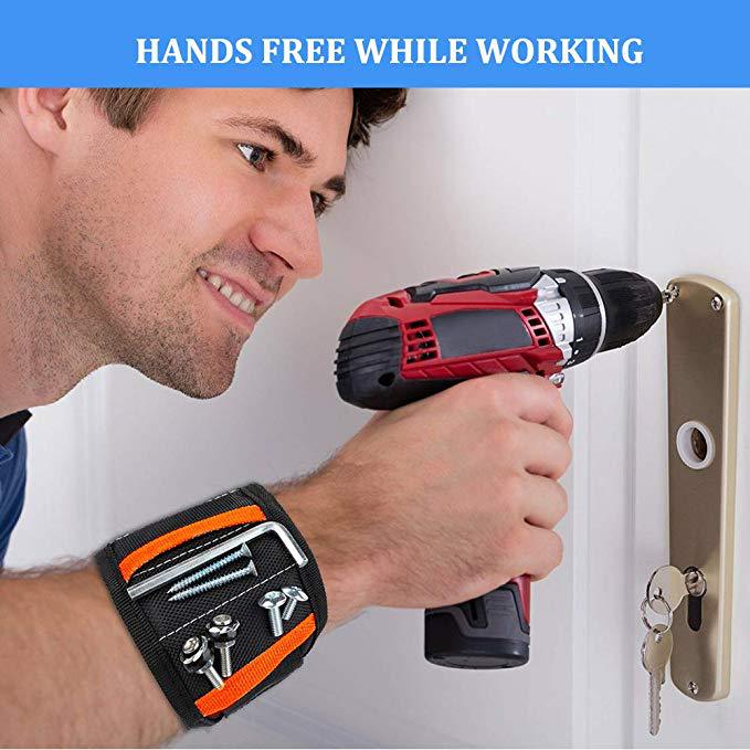 Magnetic Wristband for Holding Screws, Nails, Drill Bits, Super Strong Magnets, Adjustable Strap, Essential Tool