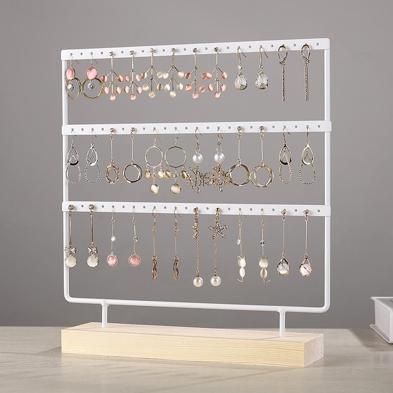 Solid Wood Iron Art Earring Holder Jewelry Display Stand for Home Storage and Hanging Ear Studs.