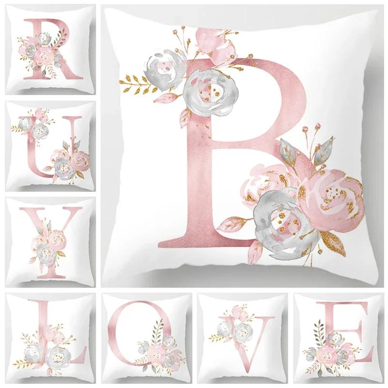 45X45Cm Pink Letter Cushion Pillowcase Decorative Sofa 40X40Cm Pillow Cases Autumn Decoration