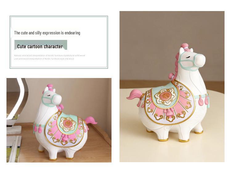 Pink Horse Money Box - Zodiac Year of the Horse Ornament, Birthday Gift, Creative Piggy Bank, Money Jar