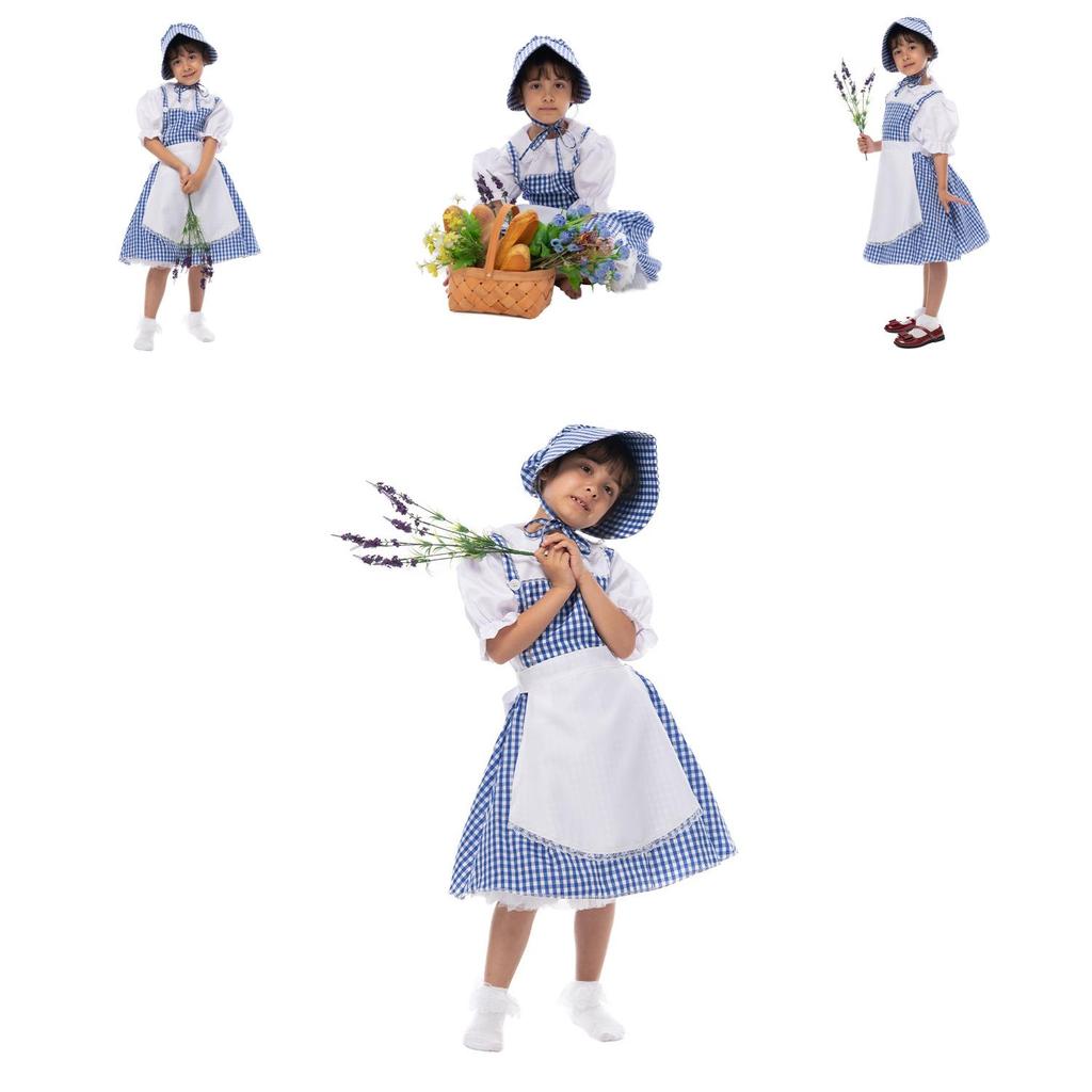 Peasant Girl Dress Women With Polyester Fabric For Cosplay And Stage Performances