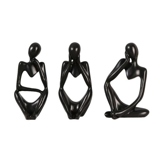 3 Pcs Resin Thinker Style Abstract Statue Collectible Thinking Figure Sculpture for Home Office Bookshelf Desktop Decor