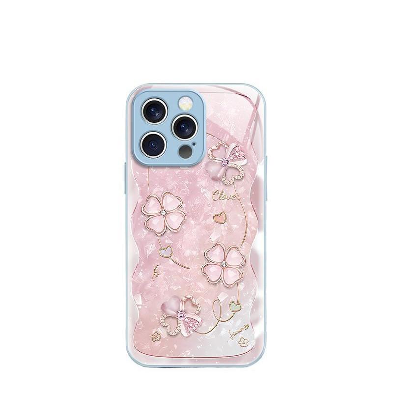 Internet celebrity explosion girl heart four-leaf clover Epoxy mobile phone case Apple 17promax multi-color optional anti-drop protective case