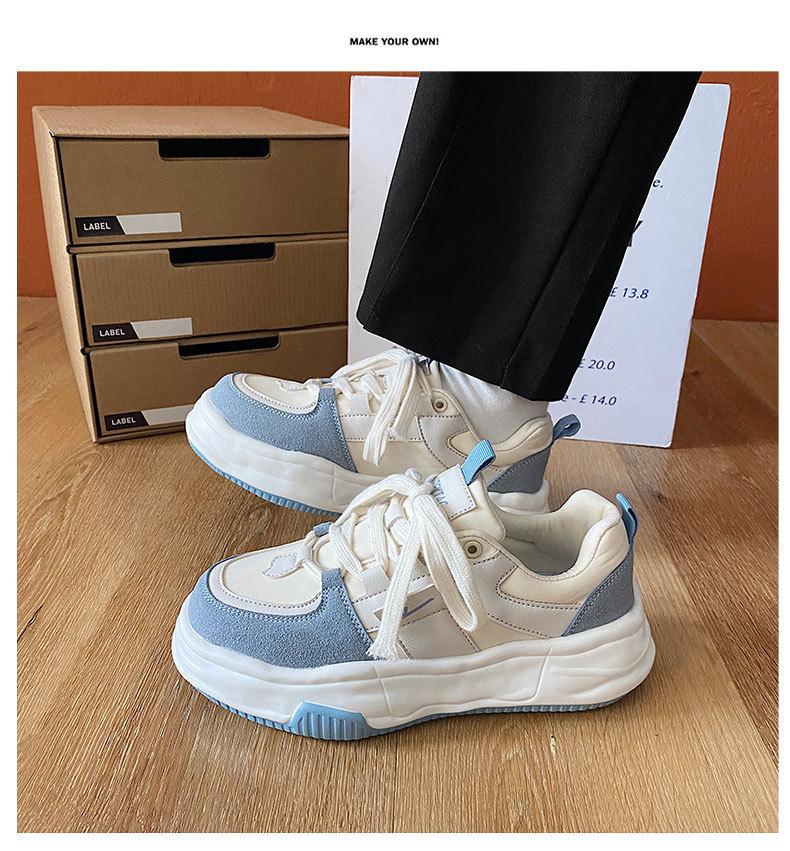 

2025 весна и осень новые повседневные студенческие кеды на платформе, легкие спортивные кроссовки для бега, растворяющиеся парные белые кеды 34 светло-синий