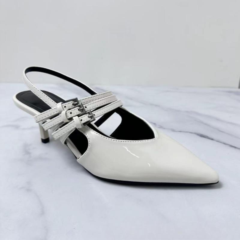 New Arrival Women's Sandals with Buckle Strap High Heels Elegant Pointed Toe Stilettos Summer shoes White Party Dress