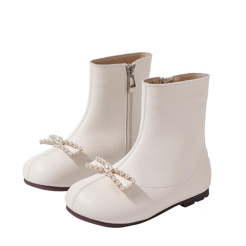 Genuine Leather Girls' Martin Boots - Autumn/Winter 2025 British Style Princess Short Boots.