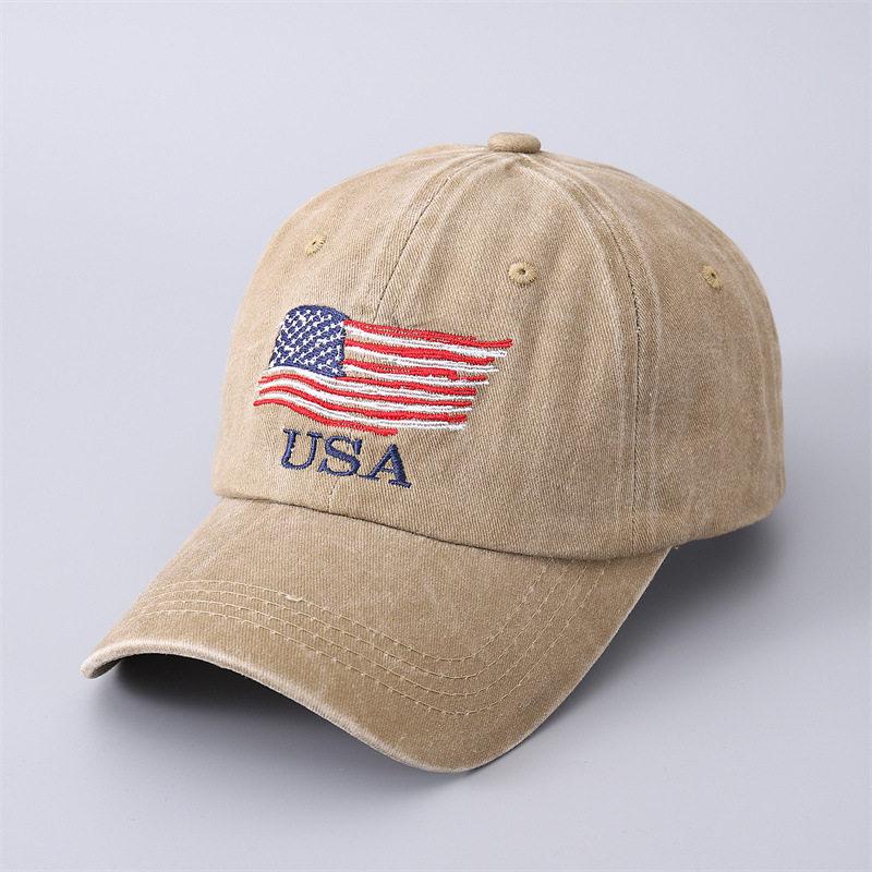 Vintage Usa Flag Embroidery Baseball Cap Washed Cotton Dad Hat For Men Women Retro American Flag Outdoor Sport Sun Snapback Adjustable