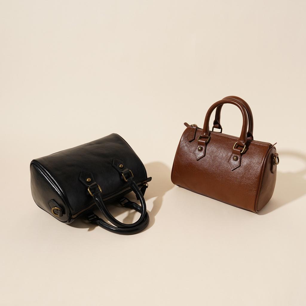 2025 New First-layer Cowhide Women's Bag Retro Texture Design Pillow Bag Single Shoulder Crossbody Handbag