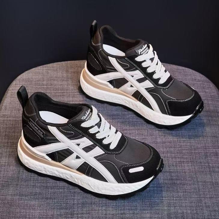 Faux Leather Forrest Gump Shoes Women's Thick-soled Inner Height Increase Small Women's Shoes 2025 Versatile Casual Sports Single Shoes Dad Shoes