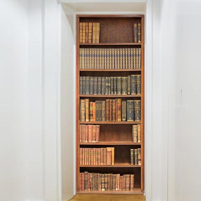 Retro Library Adhesive Door Wallpaper Waterproof Home Decor Living Room Mural Decal Sticker Wooden Cabinet Poster Wine