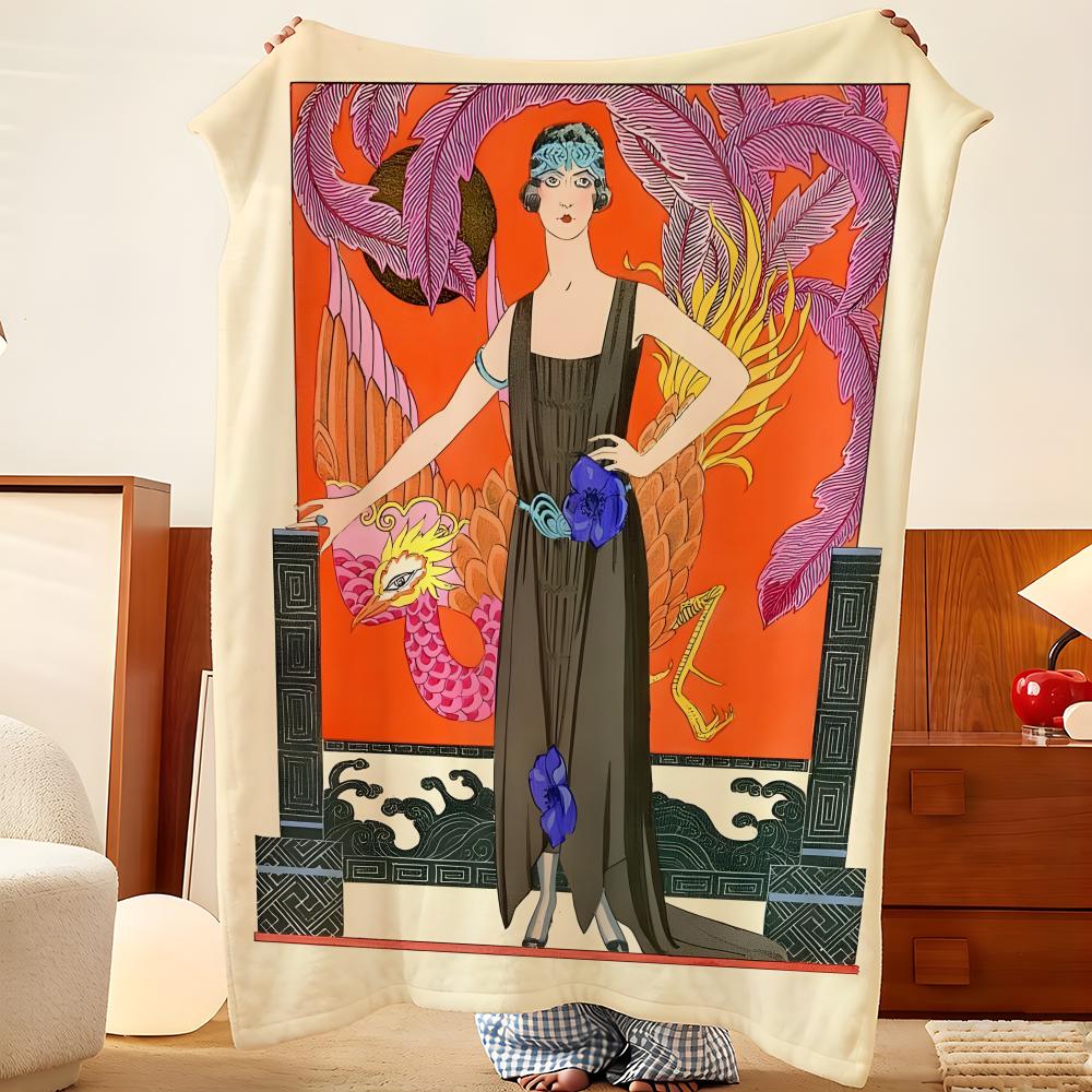 Artist G-George B-Barbier Throw Flannel Throw Blanket, Lightweight Cozy, Durable Washable cute Cool