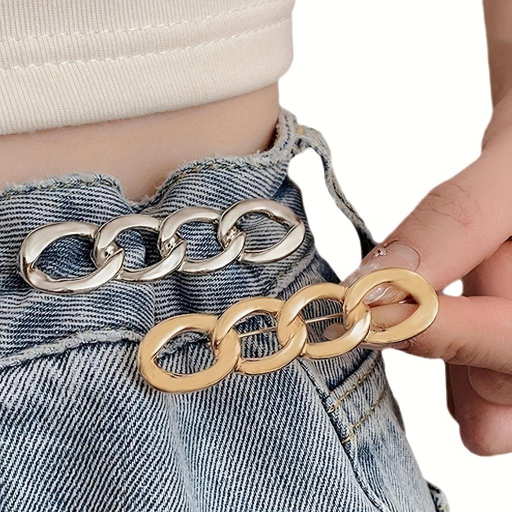 1/2/3/4/6pcs Pin Style Waist Cinching Western Pants Jeans, Adjustable Waistband, Detachable Without Nail Seams, Anti Glare Coat, Tight Skirt