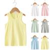 Vêtements d'été pour enfants, gilet pour garçons et filles, col rond, couleur unie, t-shirt confortable en coton