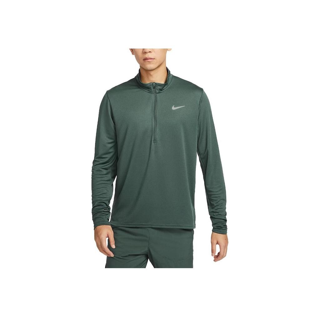 Nike Dri-Fit Pacer Quick-Dry Running Stand Collar Knitted Long Sleeve Outdoor T-Shirt Men Tops Green FQ2495-338