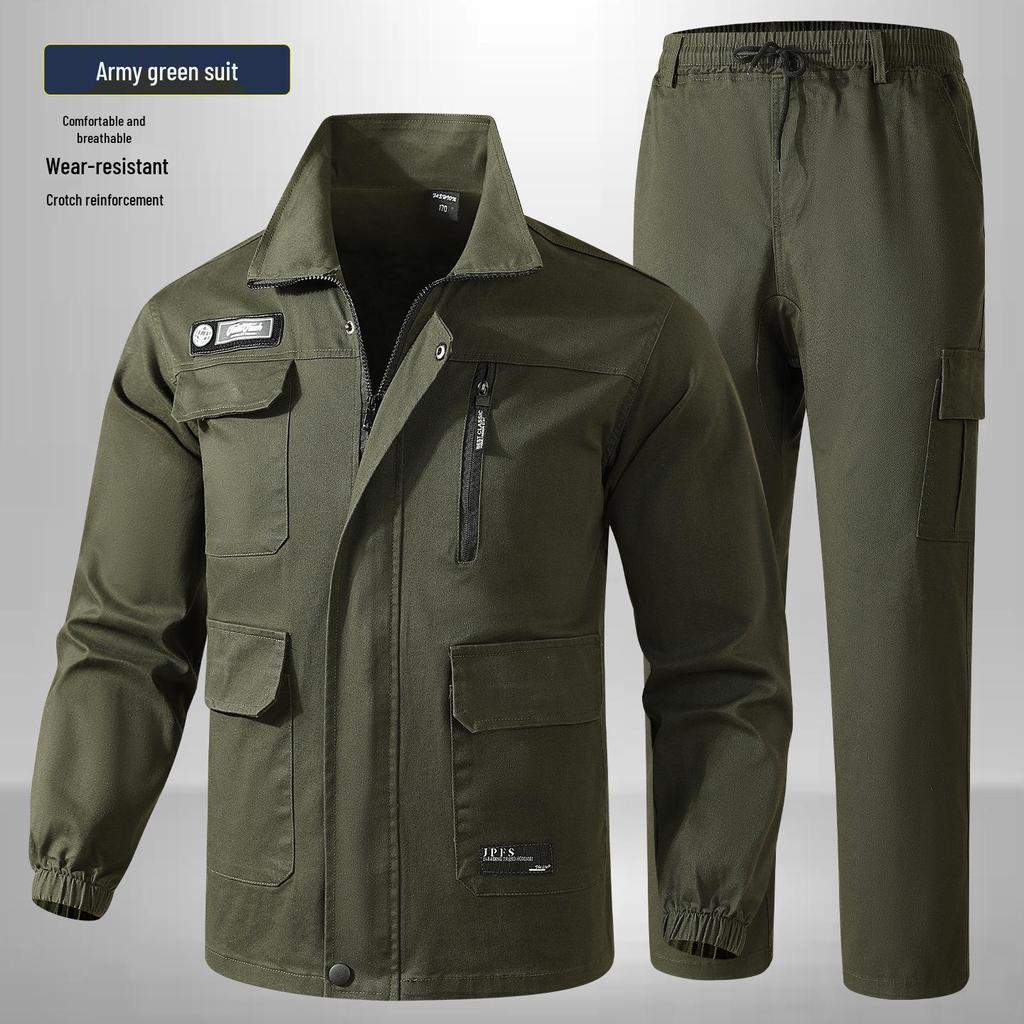 Unisex Spring/Autumn Elastic Camouflage Workwear Set - Cotton, Anti-Scald, Wear-Resistant, Ideal for Auto Repair