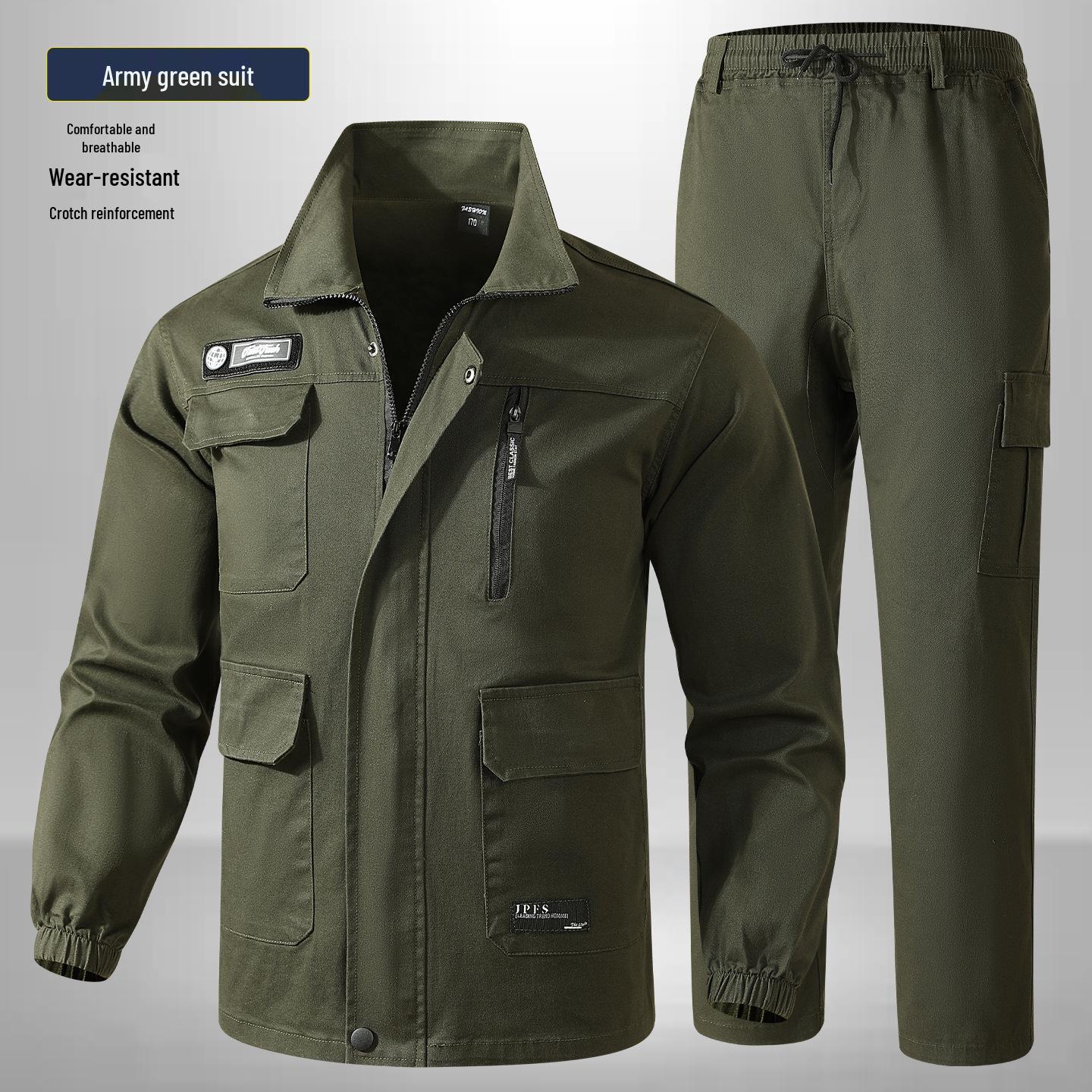 

Unisex Elastic Camouflage Workwear Set - Spring/Autumn, Cotton Lined, Anti-Scald, Wear-Resistant, Ideal for Auto Repair and Labor Protection. 185 (for 160-180 jin)