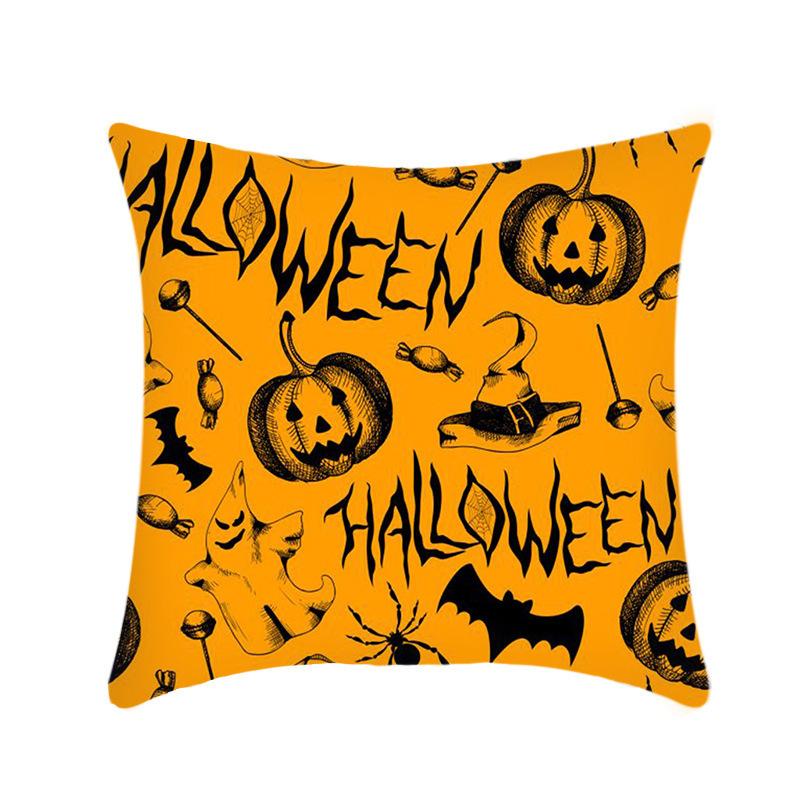 Halloween Throw Pillow Cover Linen Print Halloween Home Decor Cushion Cover Sofa Cushion Back Cushion
