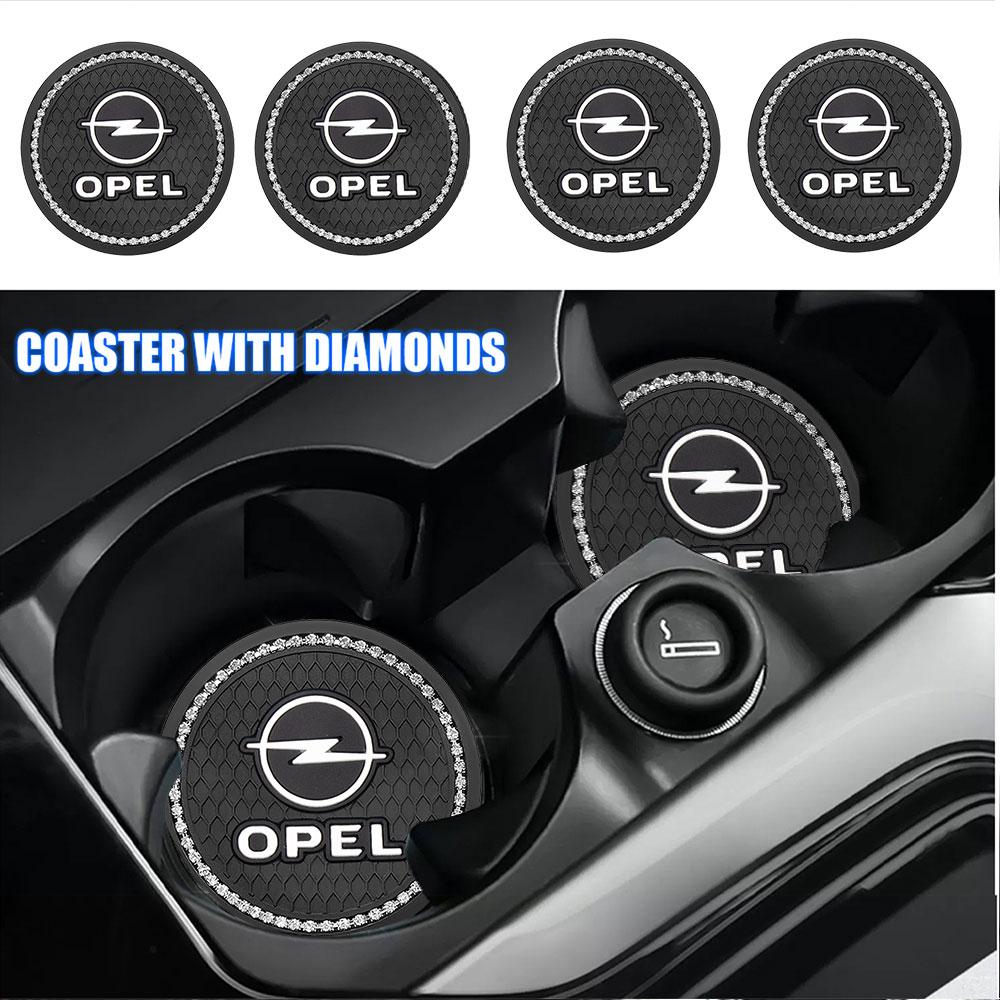 AAAYU1 AAAYQ1 1/2Pcs Car Coaster Diamond Rubber Non-slip Mat Water Cup Slot Pad For Opel Zafira Corsa D Insignia Mokka Regal Car Wheel Hubcap