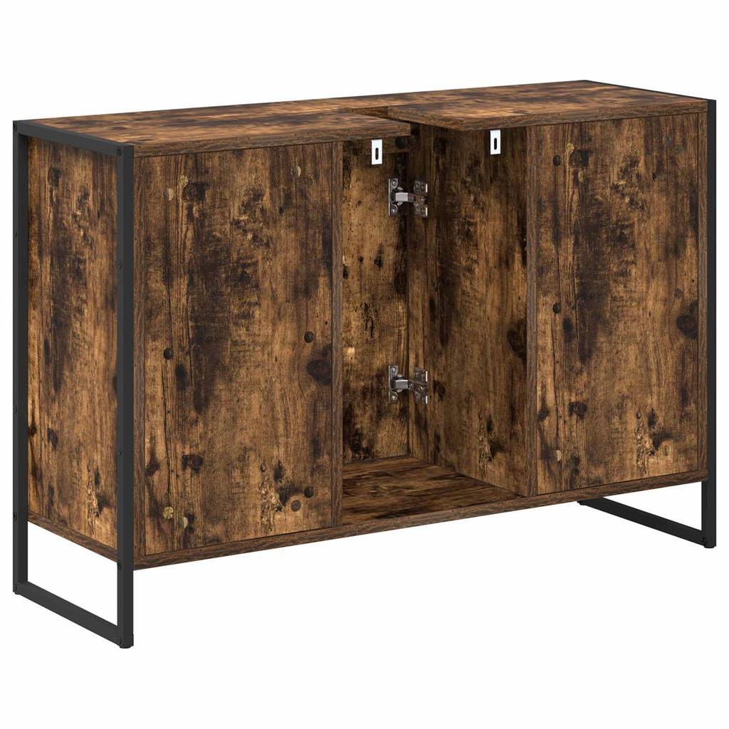 Bathroom Cabinet Smoke Oak 90 X 30 X 60 Cm Particleboard