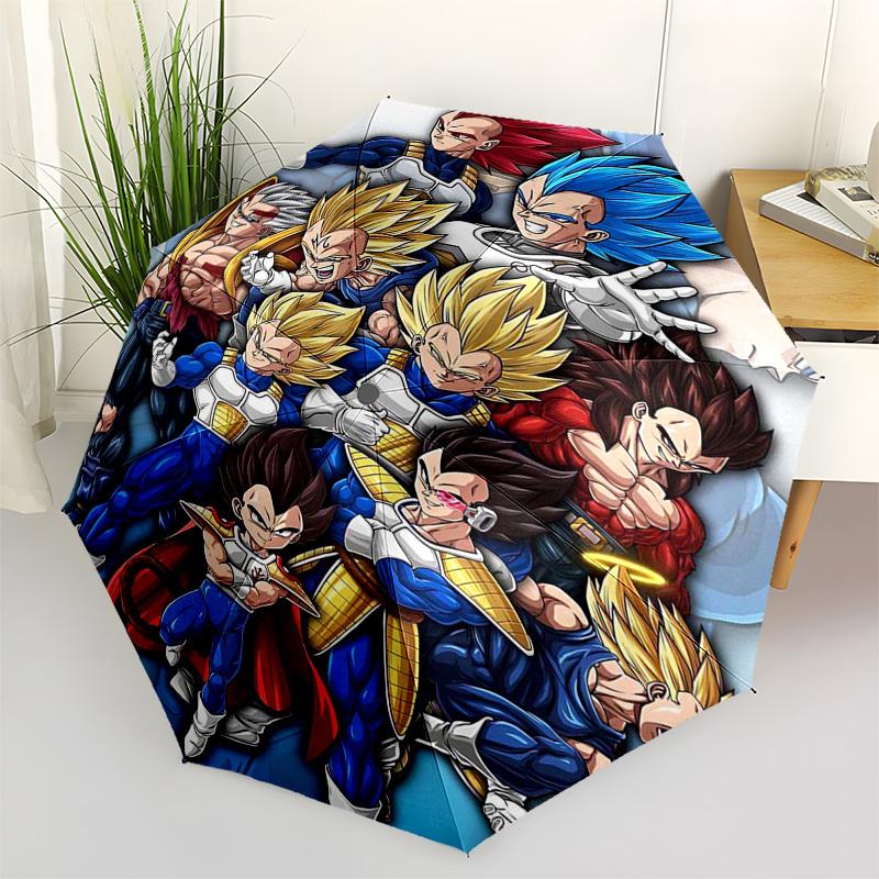

1pc Dragon Ball Z Vegeta Saiyan Transforming Outdoor Umbrella - Automatic Opening/Closing, Portable 3-Fold Design with 8-Rib Iron Frame - Perfect Gift
