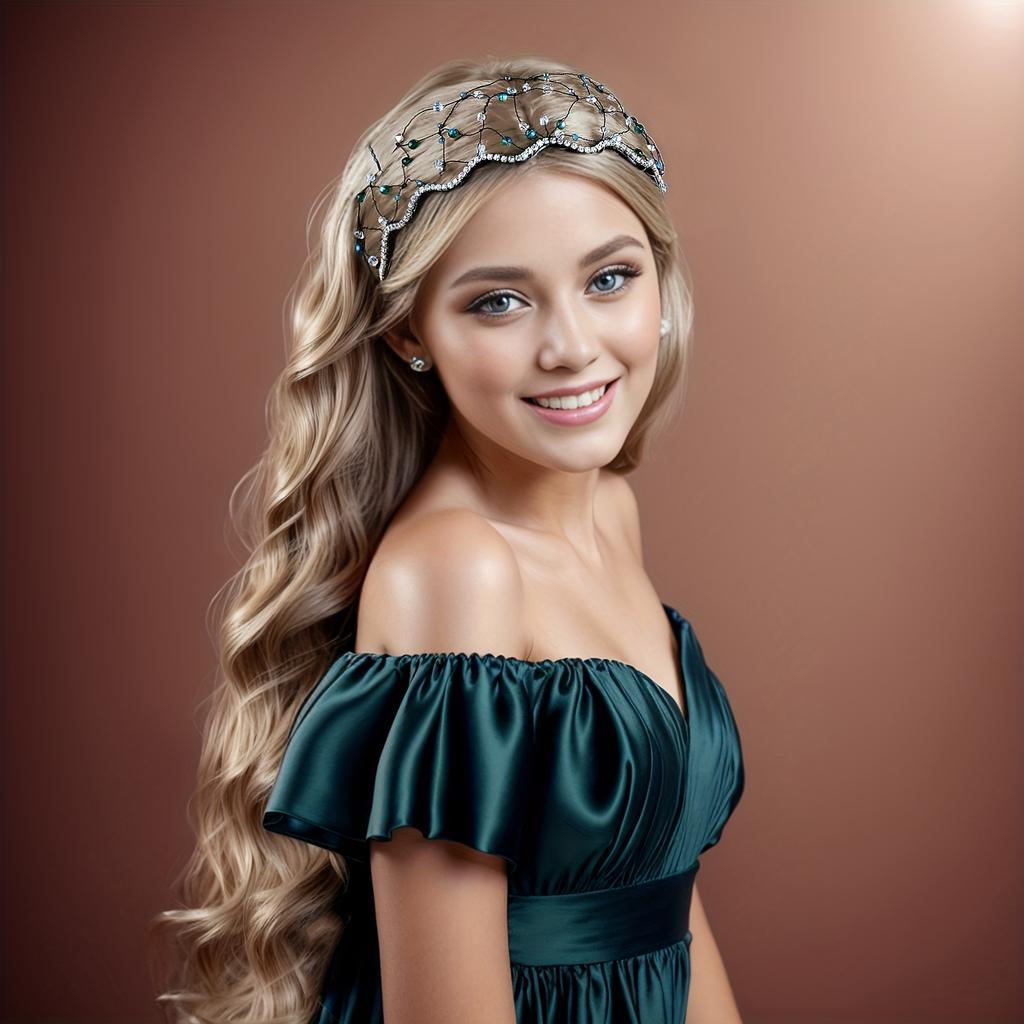 Bling Bling Rhinestone Decorative Wide Brimmed Head Band Net Hair Hoop Vintage Hair Accessories For Women And Girls