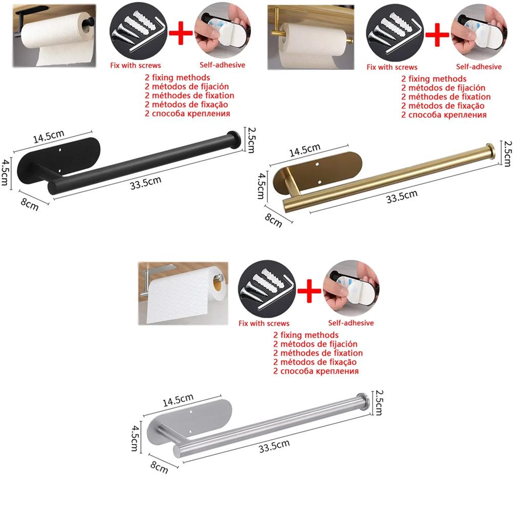 Non perforated toilet napkins wall mounted, bathroom pole simple storage towel rack, multifunctional toilet tissue storage rack