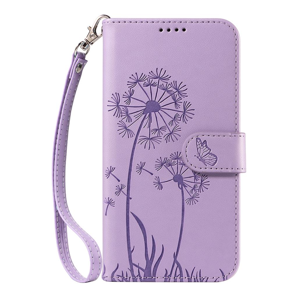For Xiaomi Poco M6 Pro 4G/Xiaomi Redmi Note 14S 4G/Xiaomi Redmi Note 13 Pro 4G Leather Wallet Case with Strap Dandelion Imprint Phone Stand Cover