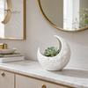 Måndesign Planterare Halvmåne Planterare, Konstnärlig Stjärna Växthållare, Elegant Svart Vit Heminredning Kruka för Inomhus Utomhusinredning, Gåva till Älskande Dekorativ