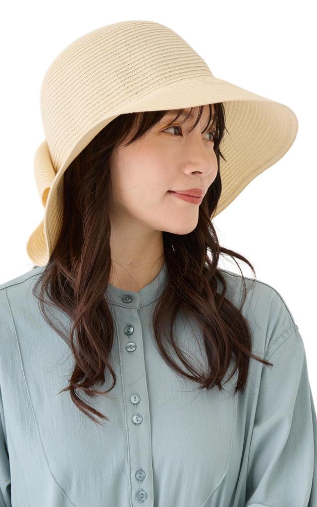 Valeria Large Ribbon Braid Hat for Sun Adjustable Deep Hat Clip [valeria] Women, Protection, Size, (White)