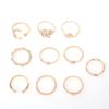 10Pcs Fashion Women Ring Geometric/Leaf/Moon/Heart Shape Non-fading Lightweight Creative Finger Ring for Gifts