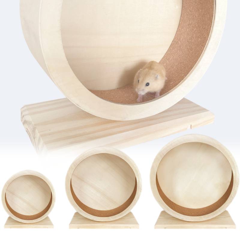 Exercise Wooden Hamsters Wheel Silent Smooth Running Pet Eco Decor Friendly