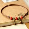 Blue Ceramic Brown Rope Anklet Women Girls Hand-Woven Beaded  Jewelry