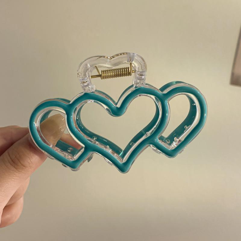 Acrylic Love Hair Claw Clip for Girls Korean Colorful Transparent Head Shark Hairpin Women Hair Accessories Crab Clip